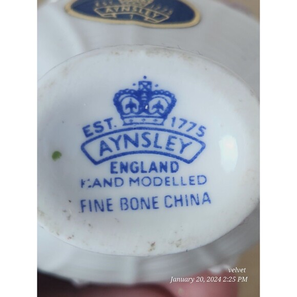 AYNSLEY England Fine Bone China Porcelain Flower Basket Bouquet‎ 3in - Picture 3 of 7